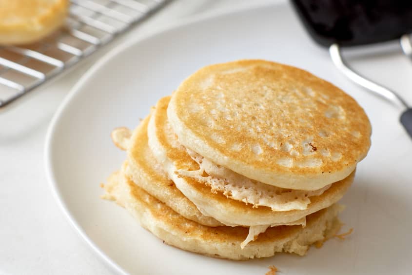 A stack of pancakes on a plate