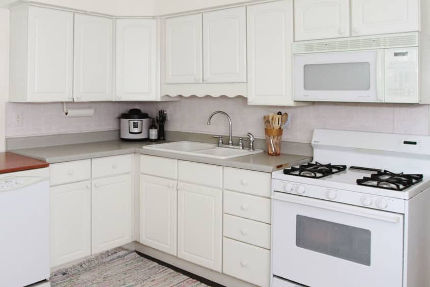 How to Hang Removable Wallpaper as a Temporary Kitchen Backsplash The