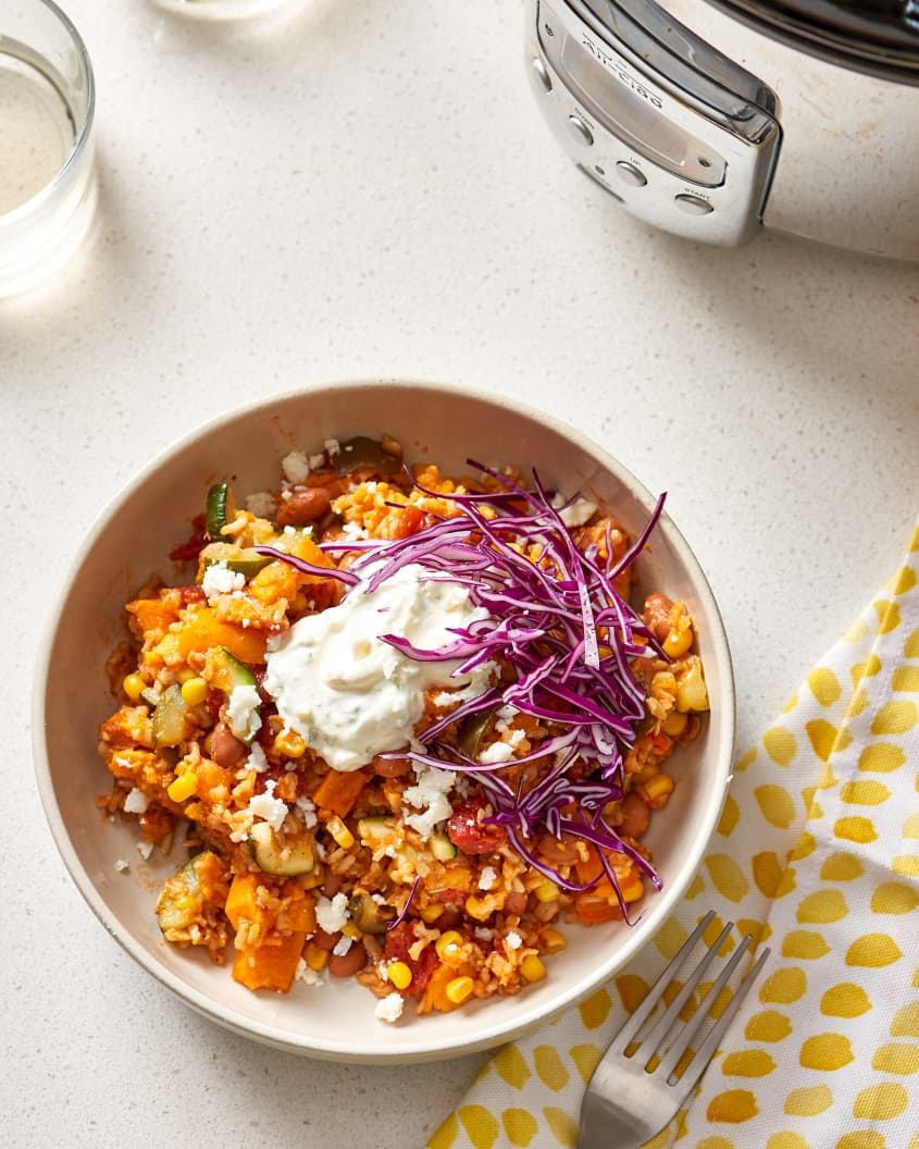 Easy Slow Cooker Vegetarian Burrito Bowls The Kitchn
