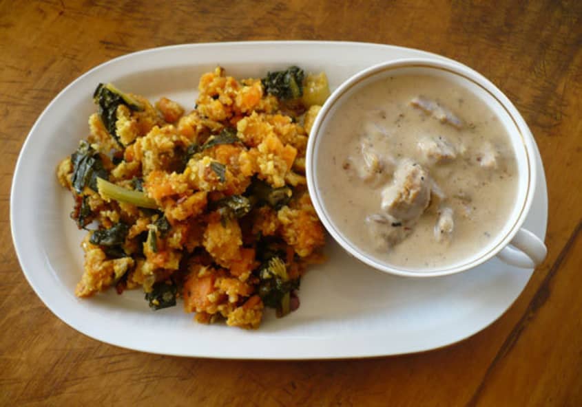 Sweet Potato & Cornbread Hash with Veggie Sausage Gravy The Kitchn