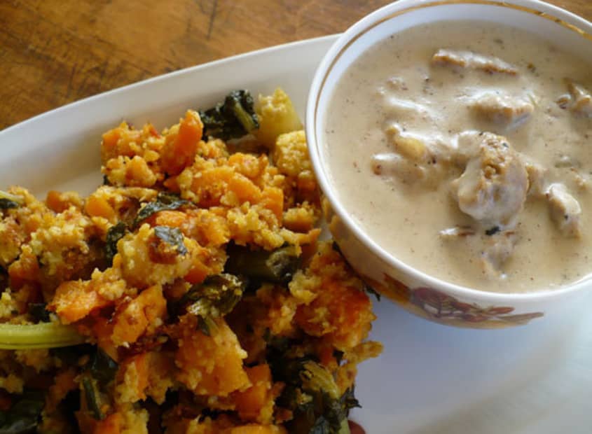 Sweet Potato & Cornbread Hash with Veggie Sausage Gravy | The Kitchn