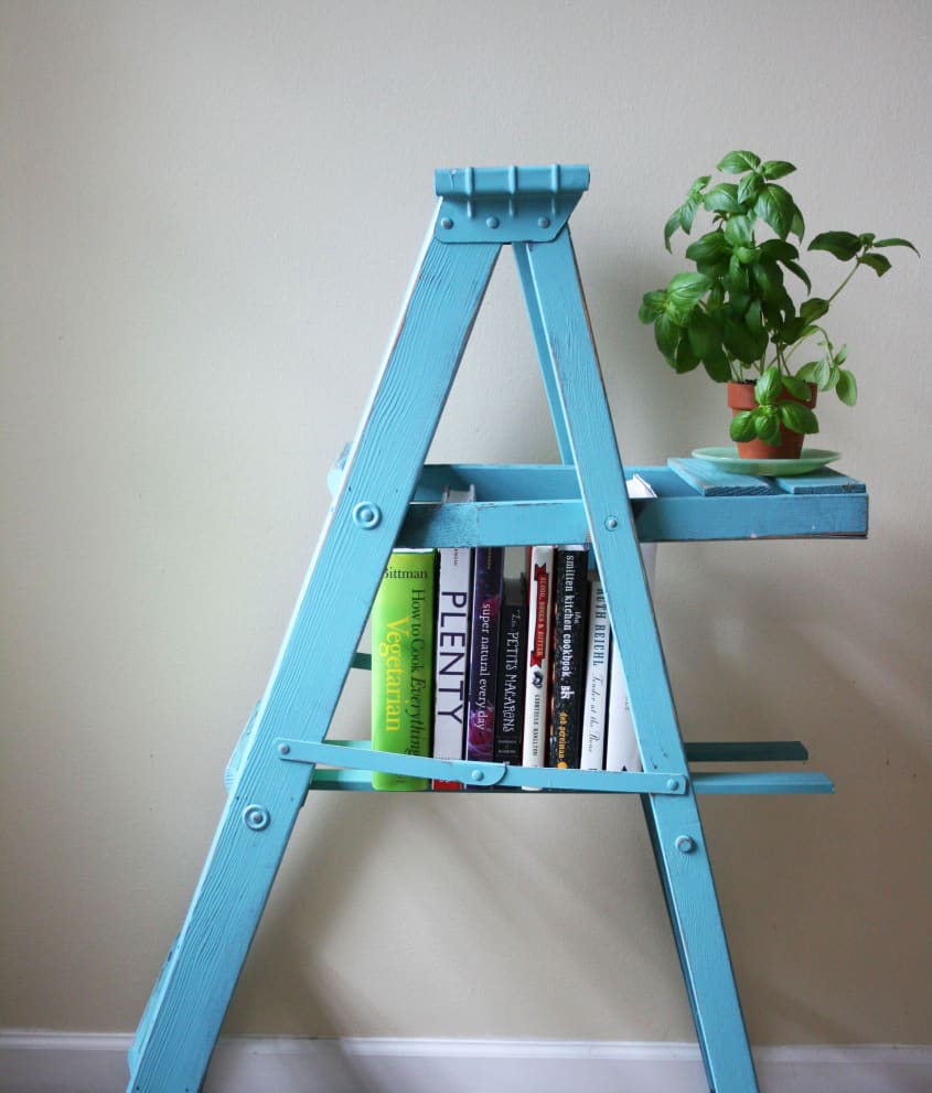 How to Turn an Old Ladder Into a Kitchen Storage Shelf The Kitchn
