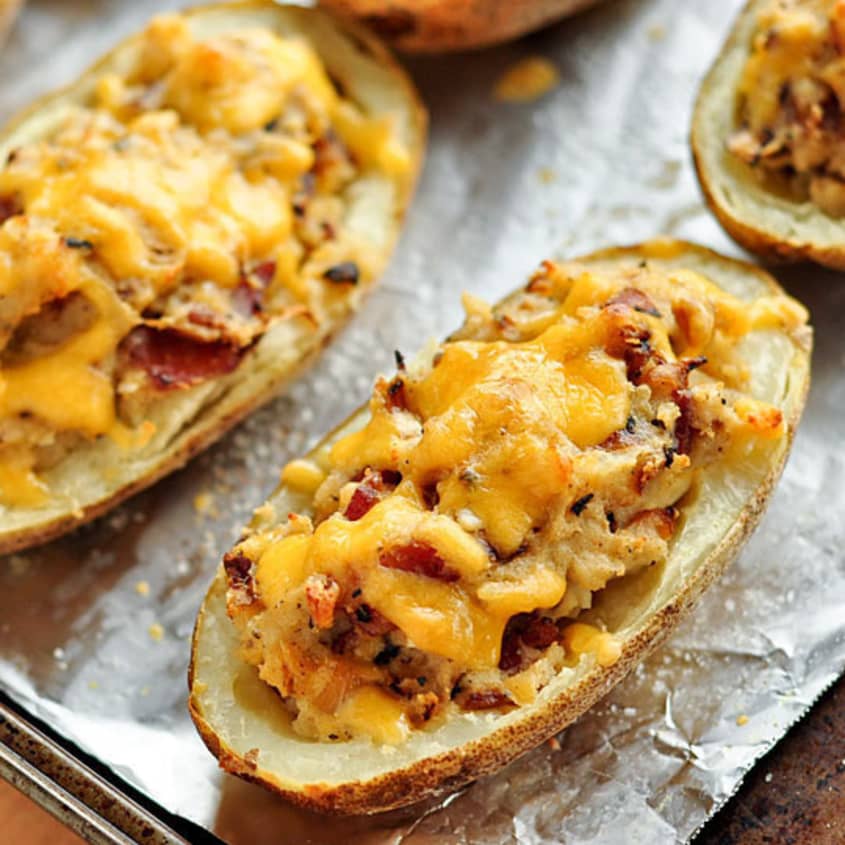 Recipe Bacon Cheddar Twice Baked Potatoes The Kitchn