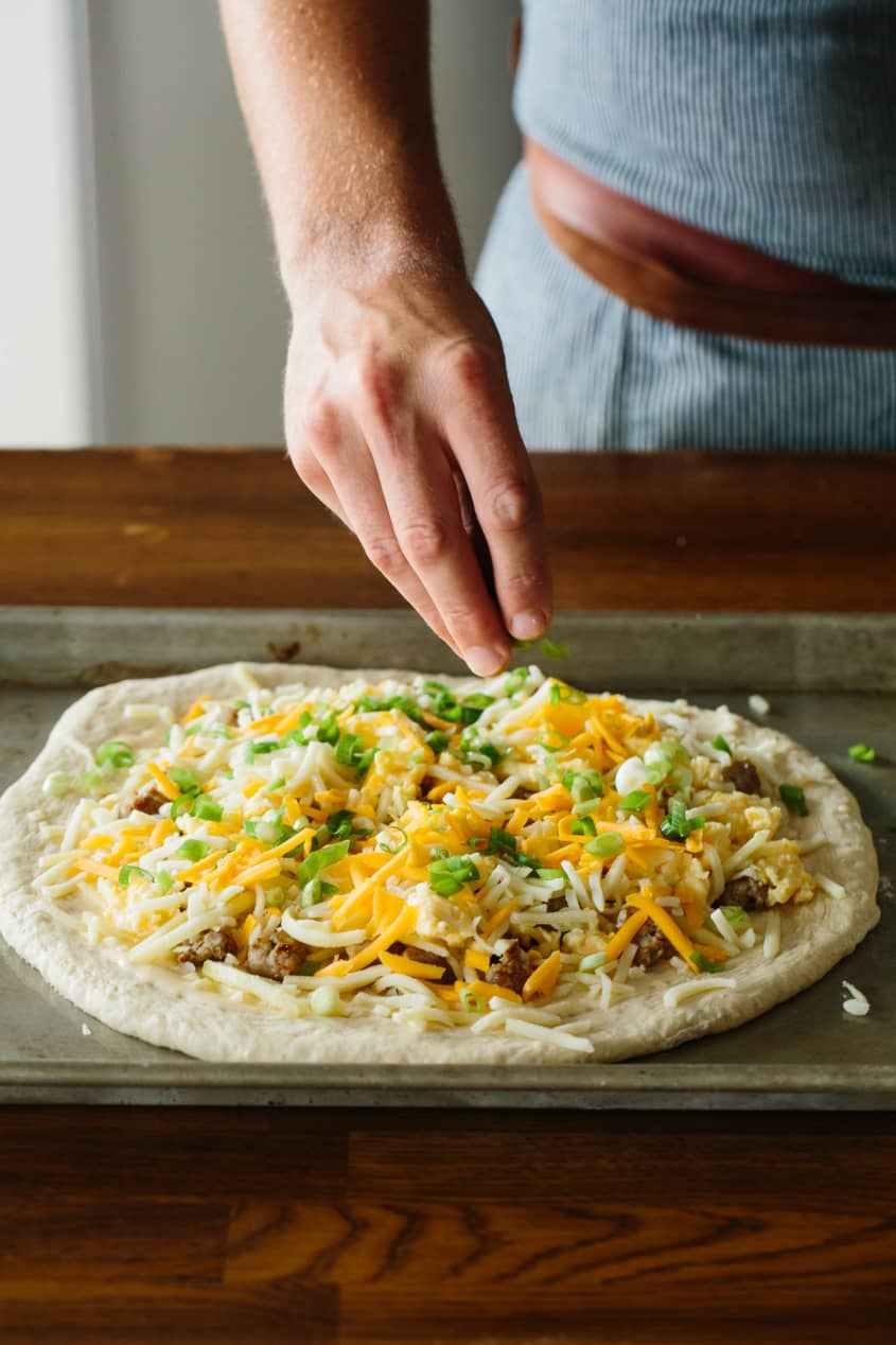 Breakfast Pizza Recipe (With Eggs, Sausages & Hash Browns) The Kitchn