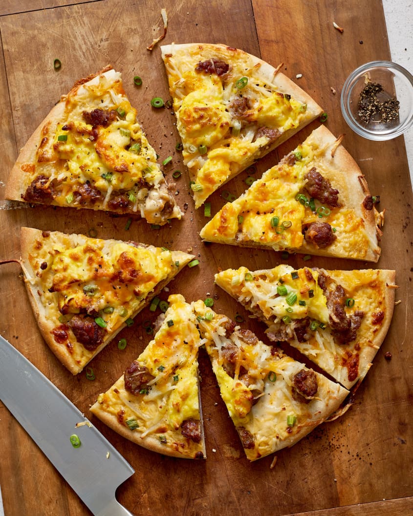 Breakfast Pizza Recipe (With Eggs, Sausages & Hash Browns) The Kitchn