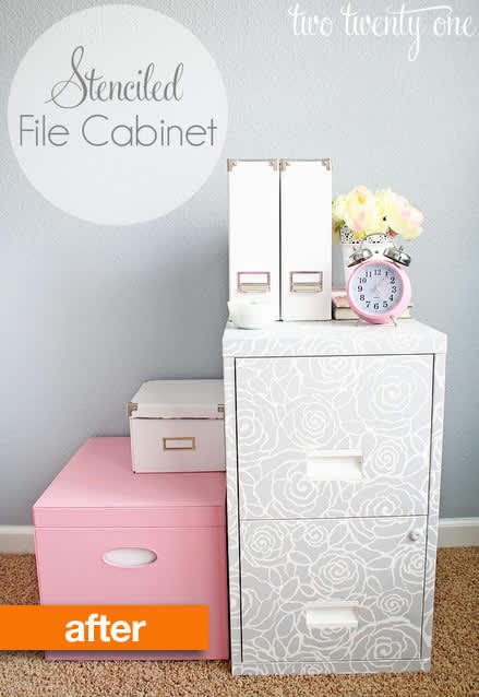 8 Great Stenciled Papered And Painted File Cabinet Makeovers