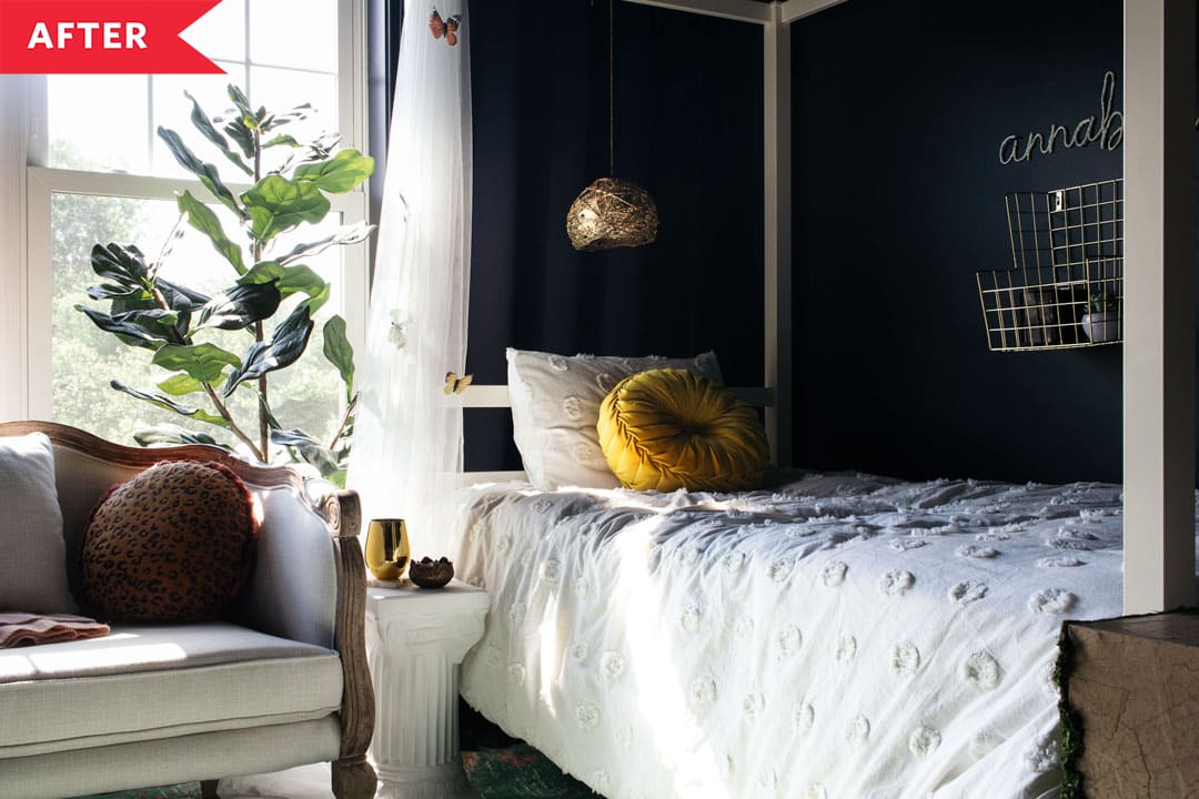后置:黑色墙壁的床和沙发