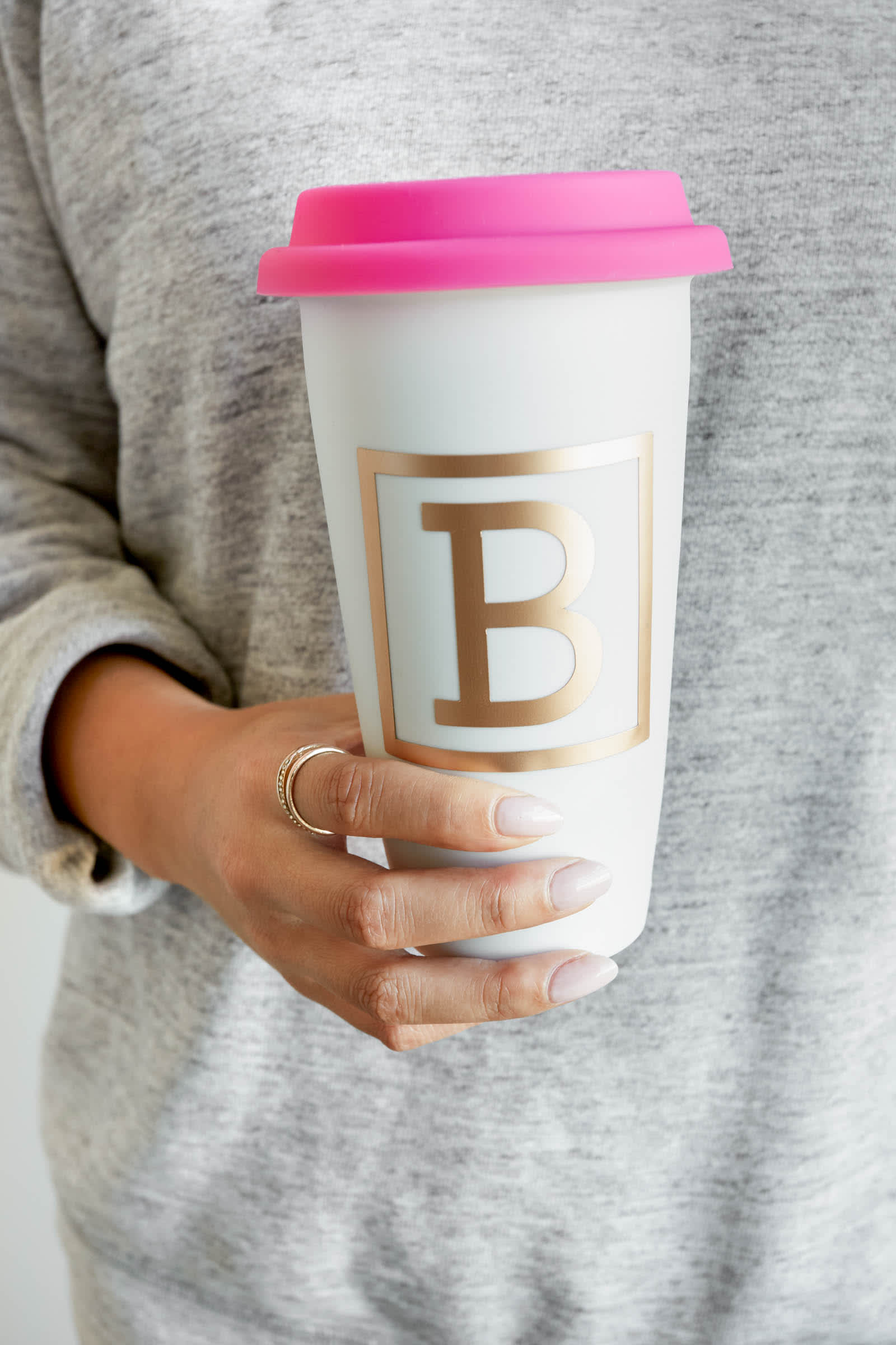 Personalized Coffee Cup Vegan Leather Sleeve Reusable Monogrammed Cup Sleeve Kitchen & Dining