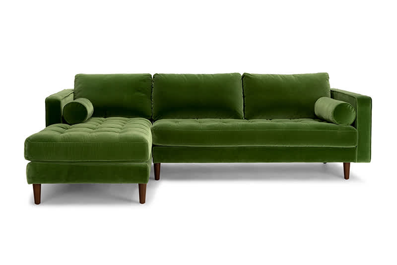 green l shaped sofa bed