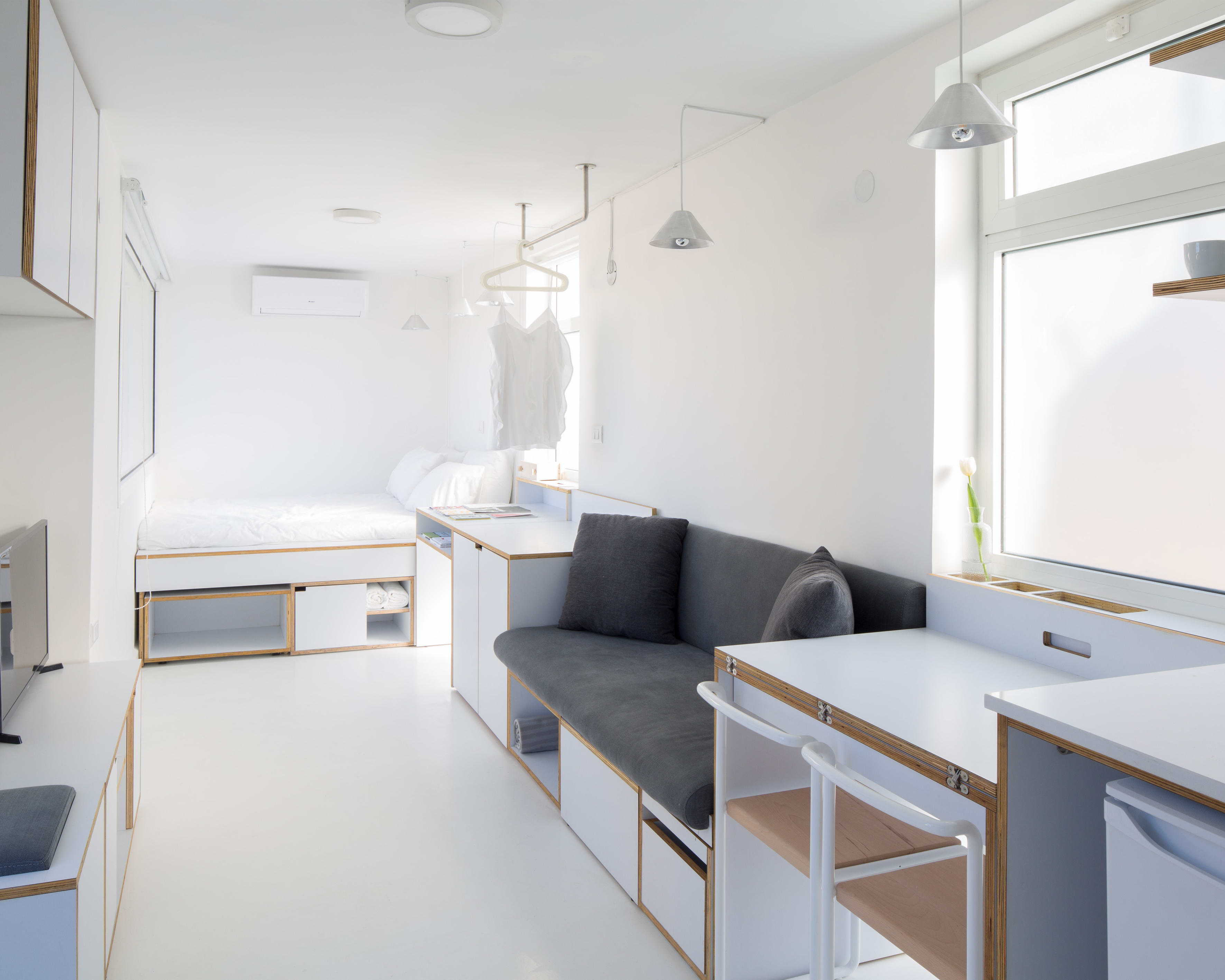 Shoebox tiny apartment storage solutions Apartment Therapy