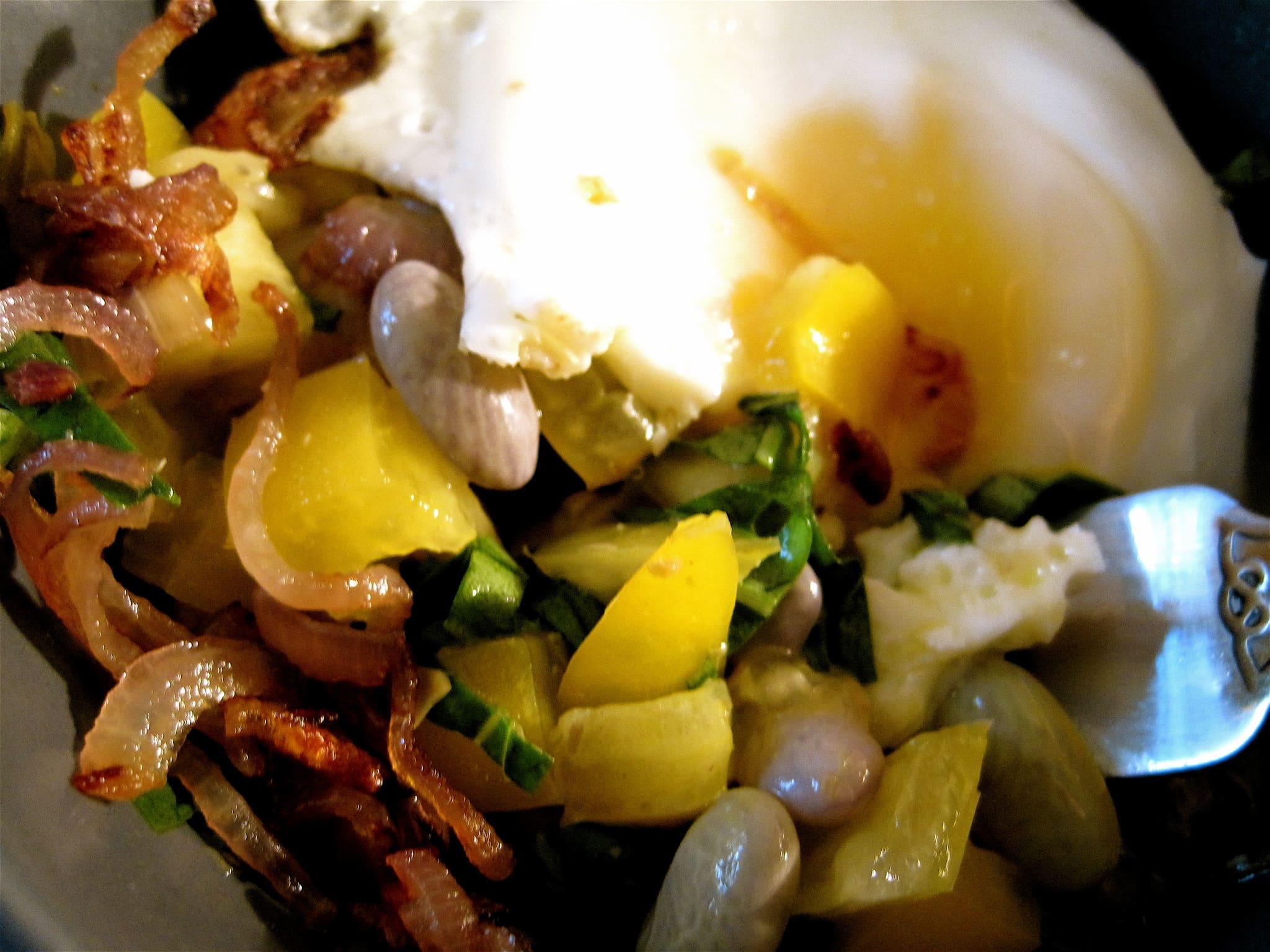 Jill's Cranberry Beans with Onions, Tomatoes and Fried Egg ...