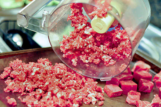 grinding meat in food processor