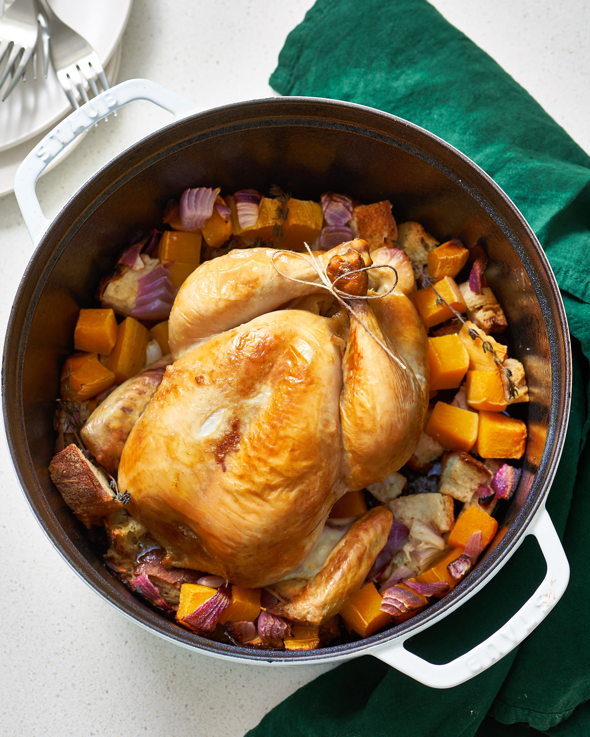 A Whole Roasted Chicken Dinner in a Dutch Oven Kitchn