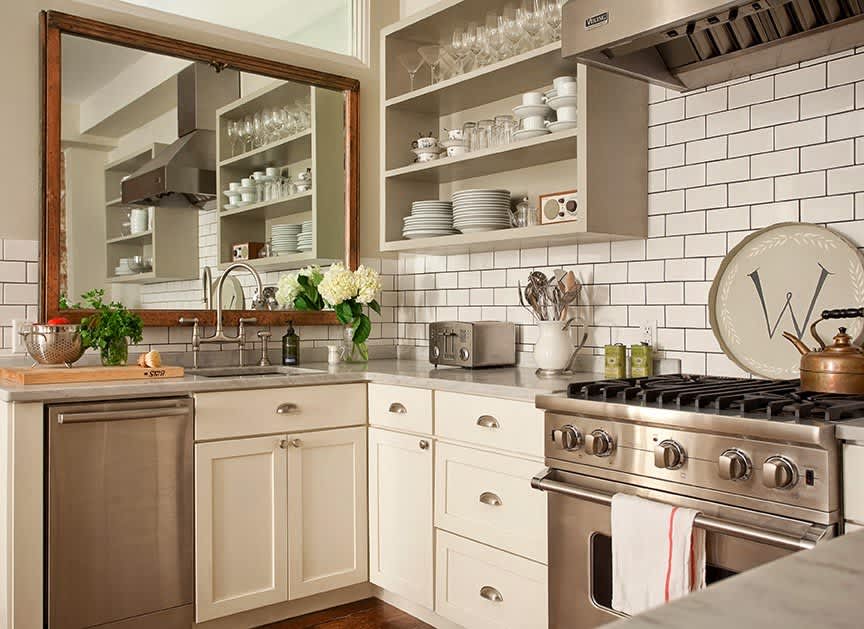 hang a mirror over kitchen sink