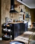 Kitchen with black IKEA cabinets