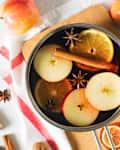 Simmer pot of apples, lemon, and cinnamon