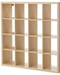 Light wood 4x4 cube storage shelf with open compartments.