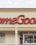Storefront with large red "HomeGoods" sign above entrance.