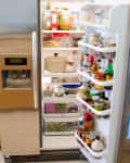 Perishable foods and condiments are kept inside the refrigerator