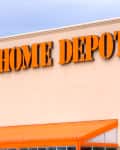The Home Depot storefront with large orange signage and an orange awning.