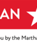American Style banner with red and blue sections, white star, and text about Martha Stewart Collection at Macy's.