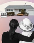 mother and daughter looking at their home, now for sale