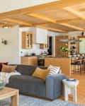 modern living room with mix and matched sofas