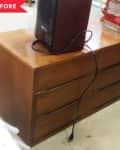 Before: Wood-tone six-drawer dresser
