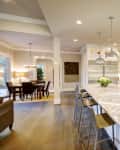 Open-concept white kitchen