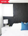 After: Black accent wall with chevron texture