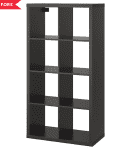 IKEA KALLAX eight-cube shelf in brown-black