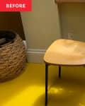 Before: plain wood chair with black metal legs