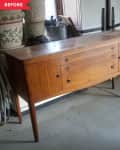 Before: damaged wood sideboard
