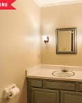 Before: plain bathroom with beige walls