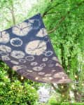 Tie-dye canopy hanging outside