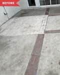 Before: Dirty and patchy concrete patio