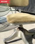 Before: Vintage desk chair with old tan cushion