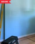 Before: Living room with sky blue walls