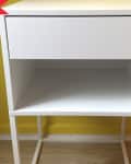 Before: Plain white IKEA nightstand on legs