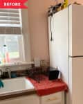 Before: Plain white fridge with rust spot on side