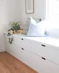 White window seat made from IKEA NORDLI cabinets