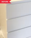 Before: White three-drawer IKEA MALM dresser