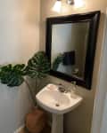 Basic bathroom with black-framed sink