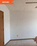 Before: Basic, nearly empty bedroom with pink bed