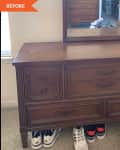 Before: Brown wooden dresser