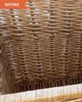 Before: Square-shaped wicker basket