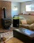 Before: red brick fireplace