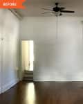 Before: empty white room with a ceiling fan