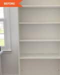 Before: an empty white bookshelf