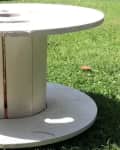 A short round inside of a coffee table